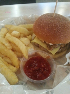 Kaju Burger with fries